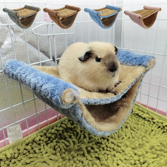 Usloyux Under $5 Small Pet Cage Hammocks Double Layer, Glider Bed for Guinea Pig Ferret Squirrels Hamster, Warm Hanging Sleeping Play Mat, Cage Accessory, Cozy