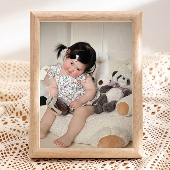 Usloyux Under $5 Small Wood Photo Frame, Compact Tabletop Picture Display, Wall Mountable Memory Holder for Home Office, Decorative Frame for Family Portrait Keepsake