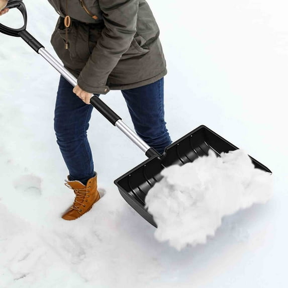 Usloyux Under $5 Snow Removal Shovel, Plastic Grain Scoop with Removable Handle, Lightweight Push Shovel for Winter, Farm Tool, Outdoor Utility, Durable Construction, Easy Storage