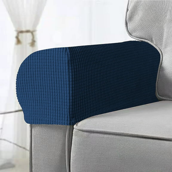 Usloyux Under $5 Sofa Armrest Cover Elastic Slipcover, Solid Color Plaid Protective Arm Rest Protector, Non-Slip Washable Cover for Living Room, Chair, Couch, 2-Piece Set