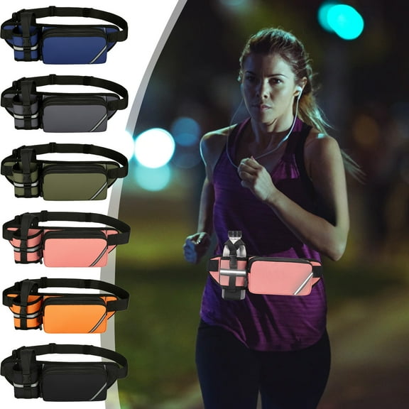 Usloyux Under $5 Sports Water Bottle Waist Pack, Multifunctional Running Bag with Water Bottle, Waterproof Fitness Bag for Outdoor Hiking, Crossbody Pack for Men Women