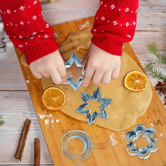 Usloyux Under $5 Stainless Steel Cookie Cutters, 5-Piece Baking Mold Set for DIY Cookies Cake Pastry, Metal Fondant Cutter for Decorating Tools Kitchen Utensil