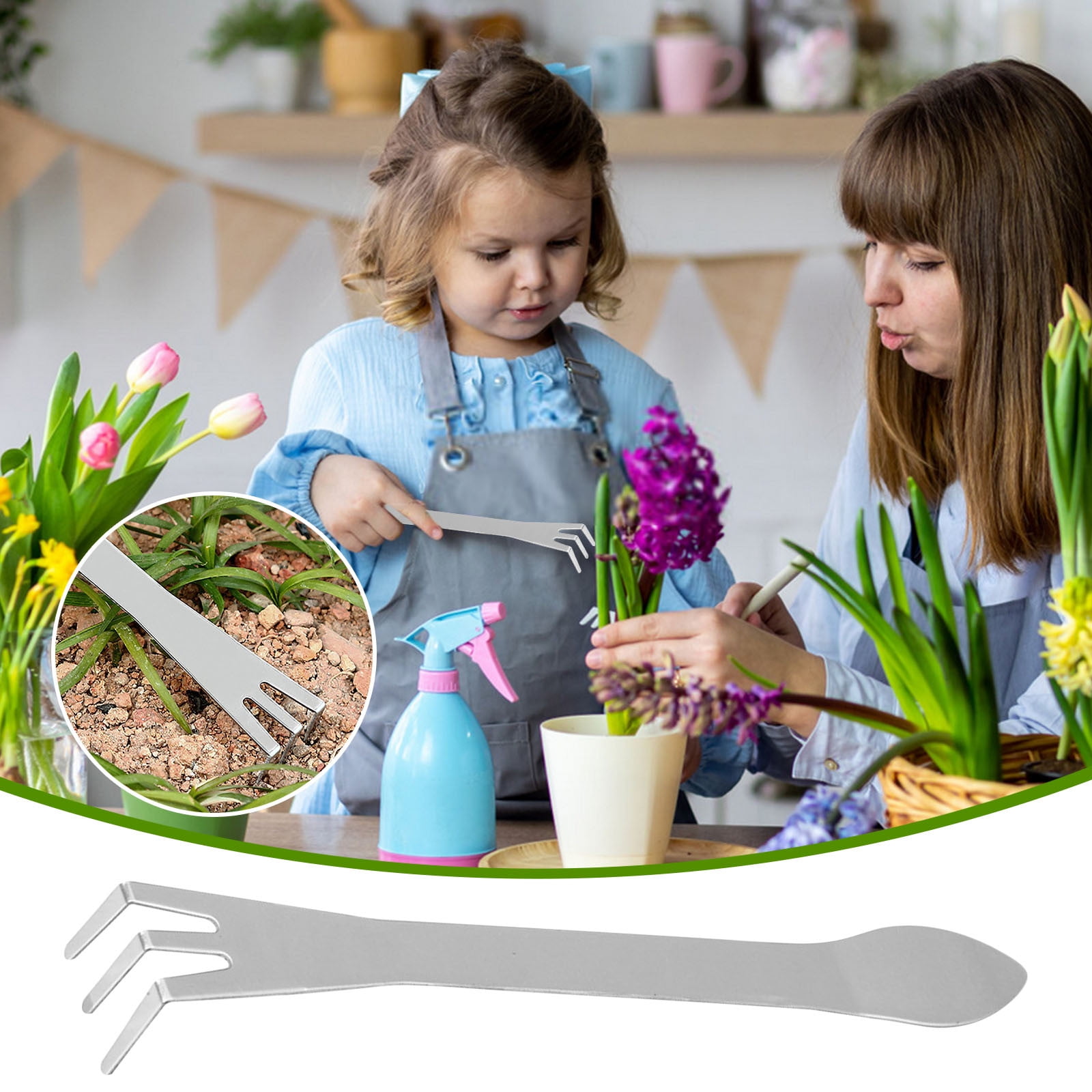 Usloyux under $5 Stainless Steel Hand Rake, Small Hand Rake for ...