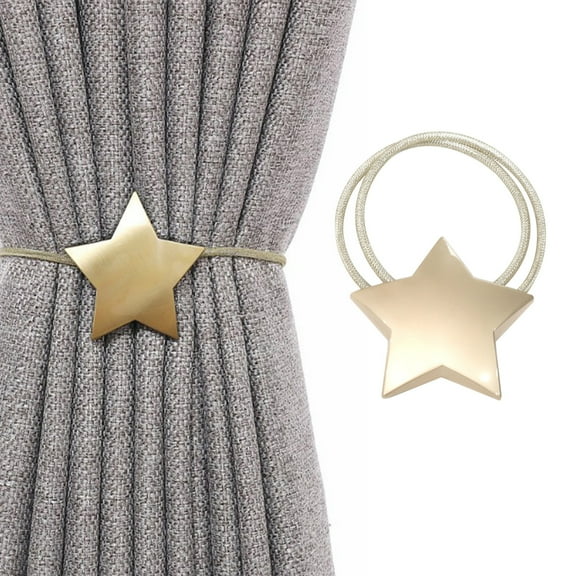 Usloyux Under $5 Star Pattern Curtain Tiebacks, Alloy Magnetic Closure Drapery Holdbacks, Adjustable Window Treatment for Home Decor, Decorative Tie Backs for Living Room