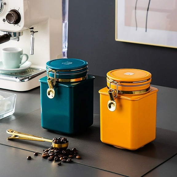 Usloyux Under $5 Storage Can,Coffee Bean Airtight Can Glass Storage Jar,Candy Canister Coffee Bean Jar,Tea Sugar Canister Set Storage,Kitchen Food Storage Canister