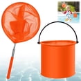 thumbnail image 1 of Usloyux under $5 Telescopic Pool Net, Stainless Steel Fishing Net with Telescopic Handle and Folding Bucket, Durable Construction for Pool Cleaning, Catching Fish, and Outdoor Activities, 1 of 8