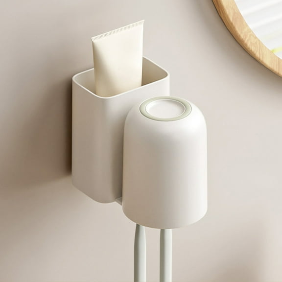 Usloyux Under $5 Toothbrush Holder Set, Wall-Mounted No-Drill Bathroom Organizer, Toothpaste Cup Storage Rack with Suction Cup, Countertop Vanity Organizer for Bathroom