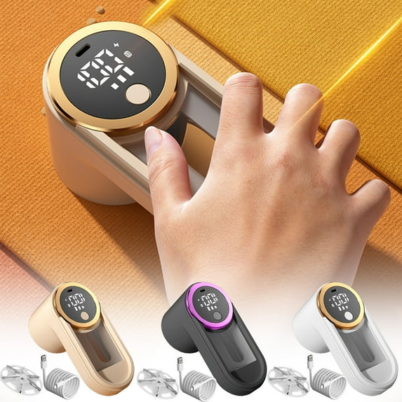 Usloyux Under $5 USB Rechargeable Lint Remover, Fabric Shaver with 6 Stainless Steel Blades, Electric Fuzz Eliminator for Clothes Bedding, Portable Sweater Pill Remover, Cordless Garment Care Tool