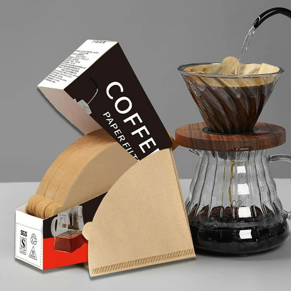 Usloyux Under $5 V Shaped Drip Coffee Filter Paper, Hand Brewed Wood Pulp Filter Cup, Cone Shape Paper for Pour Over Brewing, 100 Count Disposable Filters