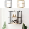 thumbnail image 1 of Usloyux Under $5 Wall-Mounted Floating Shelf, 9.84x9.84x4.72 Inch 2-Layer Shelves,Wood Bottom Wall Storage Shelves with Rustic Metal Wire Display Racks for Bedroom Living Room Bathroom Kitchen Decor, 1 of 9