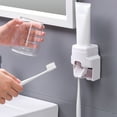 thumbnail image 1 of Usloyux Under $5 Wall Mounted Toothpaste Dispenser, Automatic Squeezer with Toothbrush Holder, No Drill Bathroom Organizer, Adhesive Storage for Sink Counter, 1 of 6