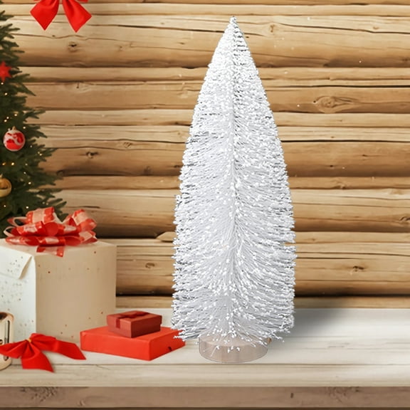 Usloyux Under $5 White Mini Christmas Tree, Small Tabletop Xmas Decor for Desk and Bar Counter, Shopping Mall Window Display Ornament Set, Holiday Decoration Supplies for Seasonal Display