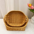 thumbnail image 1 of Usloyux Under $5 Wicker Woven Bread Basket, Hand Woven Rattan Fruit Baskets with Handle, Snack Storage Rattan Basket, Wicker Fruit Bowl for Kitchen Counter, Wicker Basket for Vegetable,Dessert,Fruit, 1 of 9