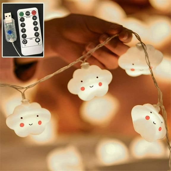 Usloyux under $5 Window Curtain Lights, Curtain Lights, LED String Lamp with 20 Beads for Party Room Decor, Remote Control Dimmable Fairy Lights, Warm White Decorative Lighting