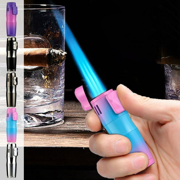 Usloyux 5Pcs Jet Lighter, Portable Jet Flame Lighter, Triple Torch Lighter for Cigar, Refillable Butane Lighter with Adjustable Flame, Metal Body Lighter for Durability, Professional Grade Lighter
