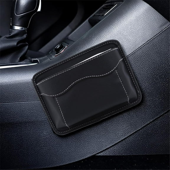 Usloyux Adhesive Car Side Pocket Organizer, Leather Storage Pouch for Door and Console, Multipurpose Car Organizer for Sunglasses and Keys, Easy Install