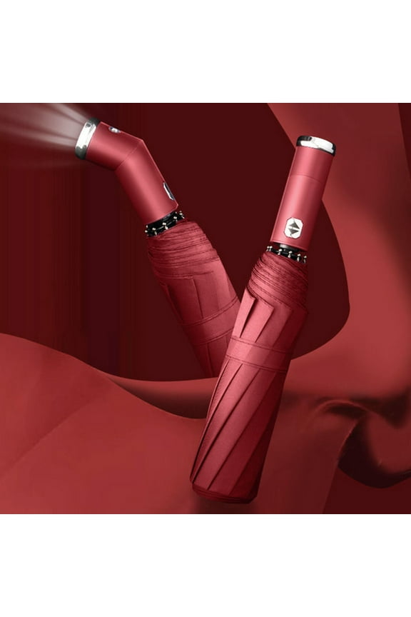 Automatic Open Umbrella with LED Light, Windproof Travel Umbrella with Flashlight, Blackout Sun Rain Umbrella with Light, One Button Open Umbrella