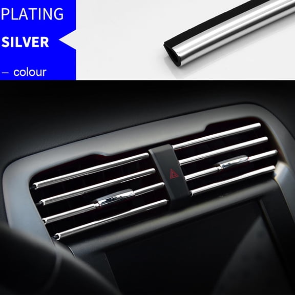 Usloyux Automotive Vent Trim Decorations, Chrome Plated U-Shaped Car Interior Accessories, Decorative Strips For Dashboard Center Console Air Vent Outlets, Colorful Interior Decoration Upgrade Kit