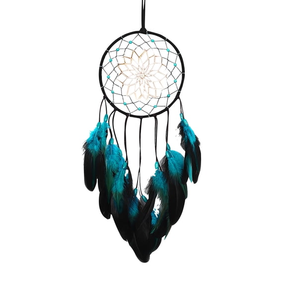 Usloyux Blue Feather Dream Catcher Wall Hanging with LED, Bohemian Bedroom Living Room Decor, Handmade Spiritual Wall Art, Positive Vibes Home Decor, Night Light
