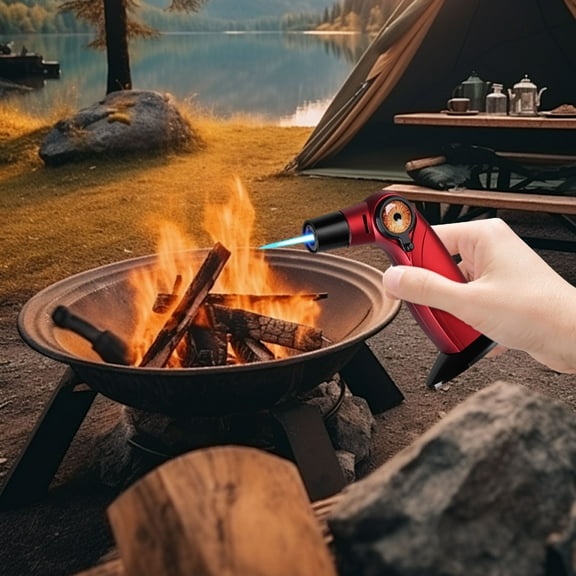 Usloyux Butane Lighter, Windproof Butane Torch Lighter, Adjustable Flame with Lock, High Temperature Ceramic Nozzle, Refillable for Multiple Uses, Perfect for Kitchen and Camping
