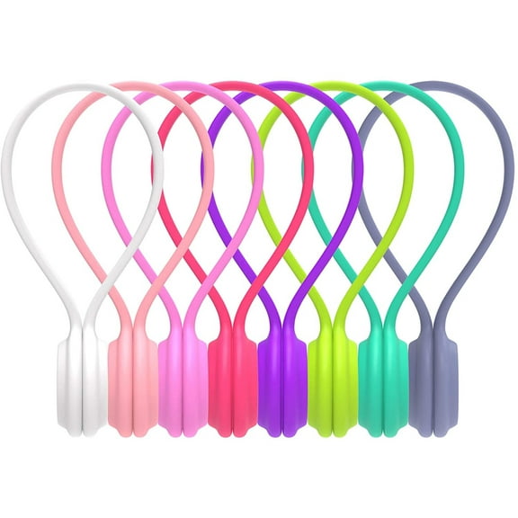 Usloyux Cable Management Ties, 8 Pack Multi Color Cord Organizer Clip Wrap for Desk Home Office, Magnetic Cable Holder for Wall TV Computer Monitor, Wire Tidy Keeper for Charger Headphone Cords