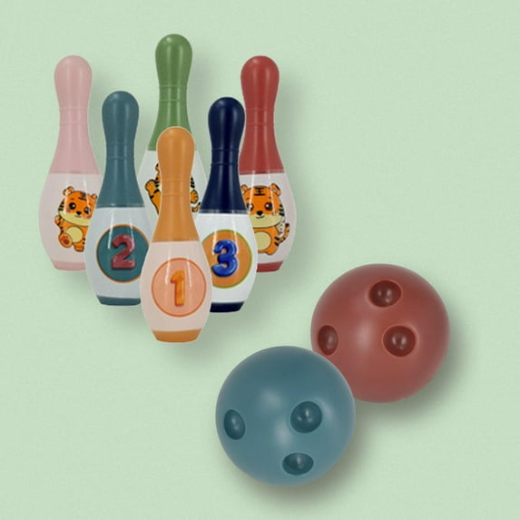 Usloyux Children's Bowling Set,6 Bowling Pins,4 Bowling Balls Playset,Leisure Indoor Sports Games Children's Interactive Family Toys, Boys and Girls Christmas,Birthday,Holiday Party Gifts