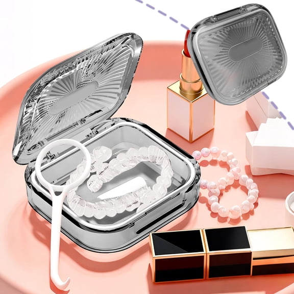 Usloyux Dental Retainer Storage Box, Sealed Dust-Proof Travel Case, Clear Plastic Orthodontic Aligner Container for Night Guard, Invisalign, Braces, Portable Hygienic Organizer