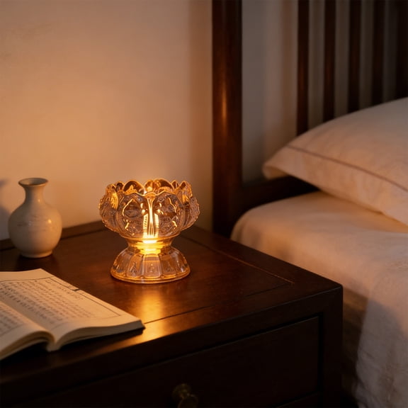 Usloyux Electronic Candle Lotus Shaped Lamp, Ambient Mini Light Night Light, Holiday Decoration Lights for Home Bedroom Tabletop, Battery Powered Flameless Candle