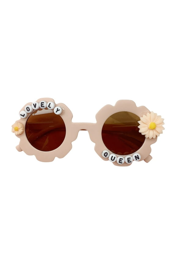 Fashion Kids Sunglasses with Sunflower and Alphabet Designs, Cute Shape Sunglasses for Sun Protection, Trendy Shades for Boys and Girls
