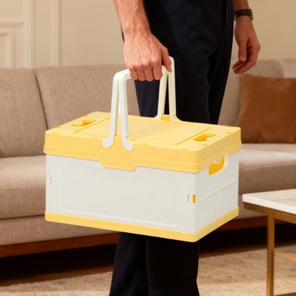 Usloyux Folding Storage Box, Outdoor Camping Car Trunk Picnic Box, Small Household Storage Container, Collapsible Organizer Box for Toys Supplies
