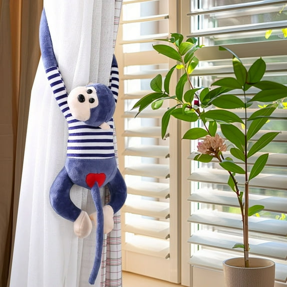 Usloyux Hanging Stuffed Animal Monkey,27.5 Inch Long Arm Monkey Plush Toy with Striped Clothes,Curtain Monkey Doll for Kids Christmas,Birthday,Holiday Party Gifts