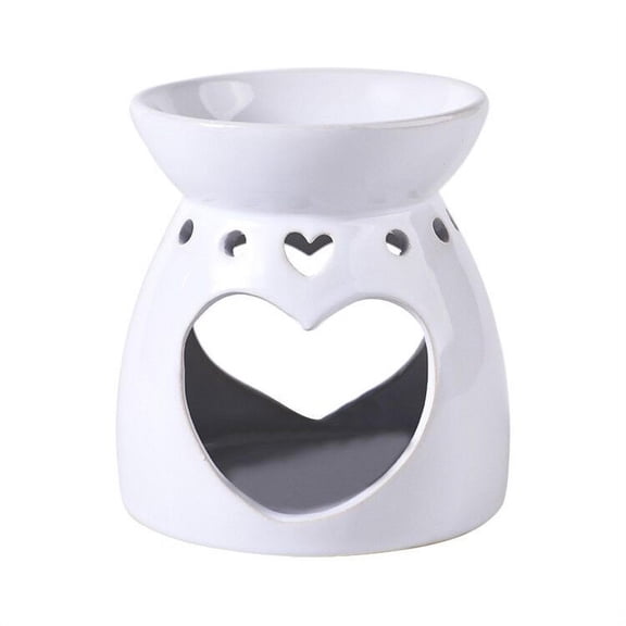 Usloyux Heart-Shaped Essential Oil Diffuser with Candle Tray, Creates Calming and Relaxing Atmosphere for Home and Meditation, Easy to Clean Glazed Ceramic Surface, Uses Water and Essential Oils for