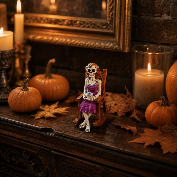 Usloyux Holiday Animatronic Rocking Chair Skeleton Decor, Motion Activated Spooky Grim Skull Figure with Glowing Red Eyes, Creepy Laughter Rocking Motion for Yard Porch Indoor Outdoor Display