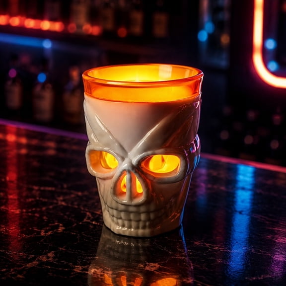 Usloyux Holiday Glowing Skull Shot Glasses, Plastic Luminous Skull Drinking Cups with Spooky Glow Design, Skull Cup for Bar Club Holiday Party Decor Drinks Display