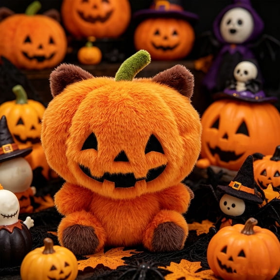 Usloyux Holiday Pumpkin Plush Doll, Pumpkin Head Stuffed Product Soft Character Figure, Vertical Garden Style Fall Decor for Holiday Gift, Indoor Outdoor Display for Patio Fence Balcony