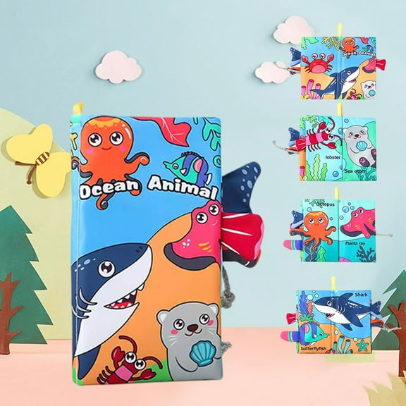 Usloyux Kids Toys Under $5 Animal Tail Books,Touch and Feel Crinkle Books,Early Development Interactive Touch Feel Sensory Cloth Crinkle Soft Books,Birthday Christmas Gifts for Boys Girls