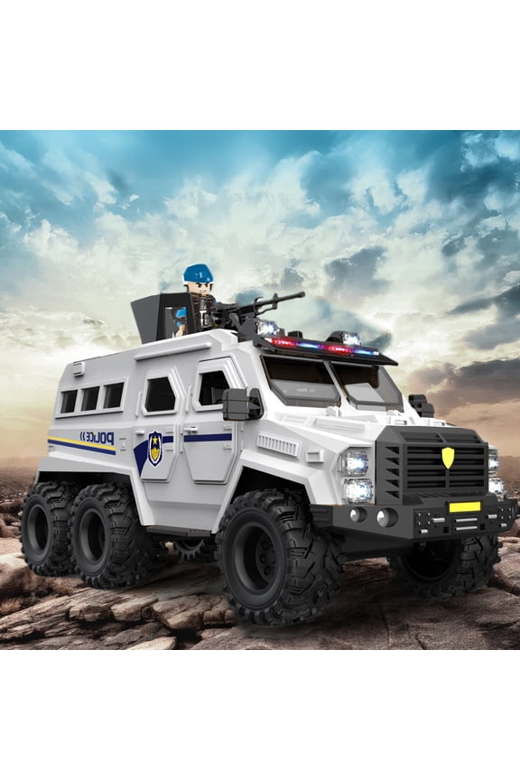 Kids Toys Under $5 Armored Vehicle Car Toys for Kids,Off-Road Swat Vehicle with Six-Wheel,Push and Go Sound And Light Polices Car Model Toys Gifts for Boys