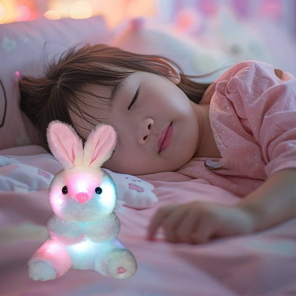 Usloyux Kids Toys Under $5 Bunny Stuffed Animal,9.8 Inch Light up White Bunny Soft Plush Toy,Baby Appease Toys Accompany Dolls,Cute Doll Toy for Kids Christmas,Birthday,Holiday Party Gifts