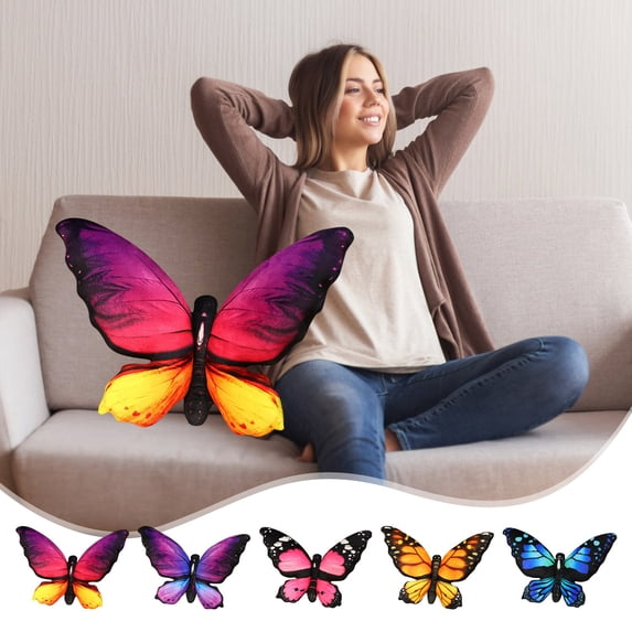 Usloyux Kids Toys Under $5 Butterfly Decorations Pillow,Throw-Pillow Stuffed Decoration, Realistic Butterfly Shape Pillow for Women Decor for Room Home Garden