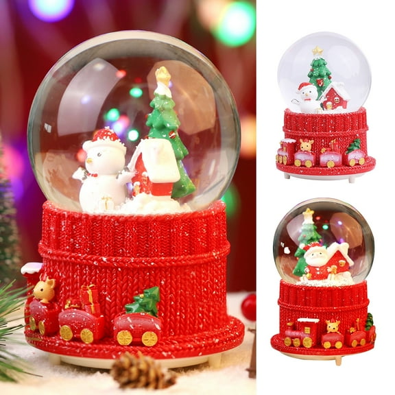 Usloyux Kids Toys Under $5 Christmas Santa Snow Globe,Winter Snow Globe with Colorful Light and Music,Lightweight Christmas Decorations Gift,Red Green Christmas Tree Toys for Home Desk Decor