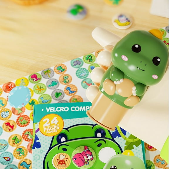 Usloyux Kids Toys Under $5 Colorful Stickers Stamper Seal Set,Toy Set with Seal,100 Pcs Stickers and Stamper,Creative Play Travel Toy for Boys and Girls 3+