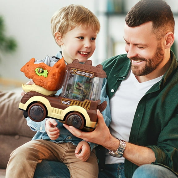 Usloyux Kids Toys Under $5 Electric Steam Train Truck Toy,Monster Dinosaur Truck Toy with Smokes,Flashing Lights & Sound, 360 Rotation Bump and Go Car Toddler Toy for Boys Girls