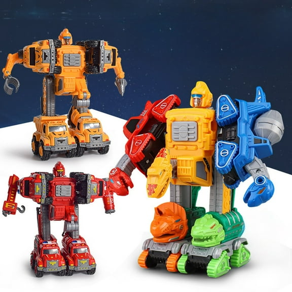 Usloyux Kids Toys Under $5 Transforming Robot Toys Set Construction Trucks, Dinosaur Toys for Boys Detachable Construction Vehicles Set–Transform Toys Cars for Kids Birthday Christmas Easter Gifts