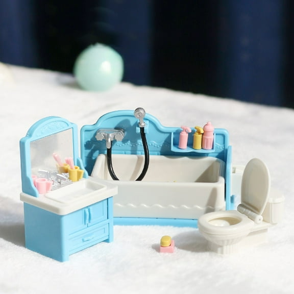 Usloyux Kids Toys Under $5 Dollhouse Simulation Mini Washroom，Model Plastic Doll House,Miniature Bathroom Toys Scene Props for Kids Pretend Play