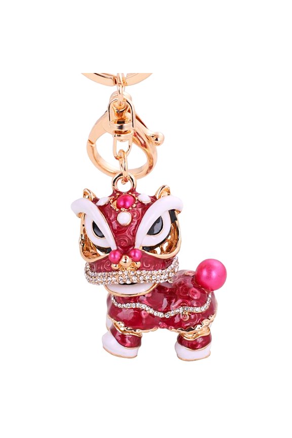 Kirin Lion Dance Alloy Keychain Pendant, Traditional Chinese Car Accessory, Retro Style Key Ring, Unique Keychain Gift, Metal Keychain Decor