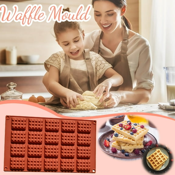 Usloyux Kitchen Round Waffles Pan Cake Chocolate Baking Tray, Flexible Silicone Mini Waffle Maker, Non-Stick Oven Safe Microwave Safe Dishwasher Safe, Baking Molds for Pancakes Muffins Brownies,
