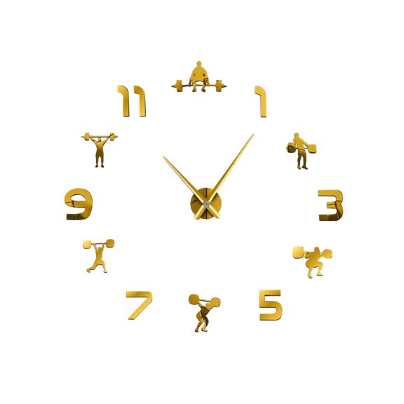 Usloyux Large Fitness Wall Clock, Frameless Acrylic Clock DIY Wall Decor, Silent Quartz Mechanism Modern Timepiece for Living Room Home Gym Office Background Wall Display