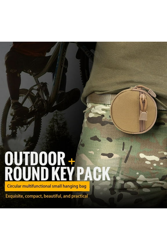 MOLLE Coin Pouch Keychain, Modular EDC Pouch for Belt Backpack, Small Round Wallet forCoin Keys, Durable Nylon Pouch for Outdoor Hiking Camping, Multipurpose Utility Pouch