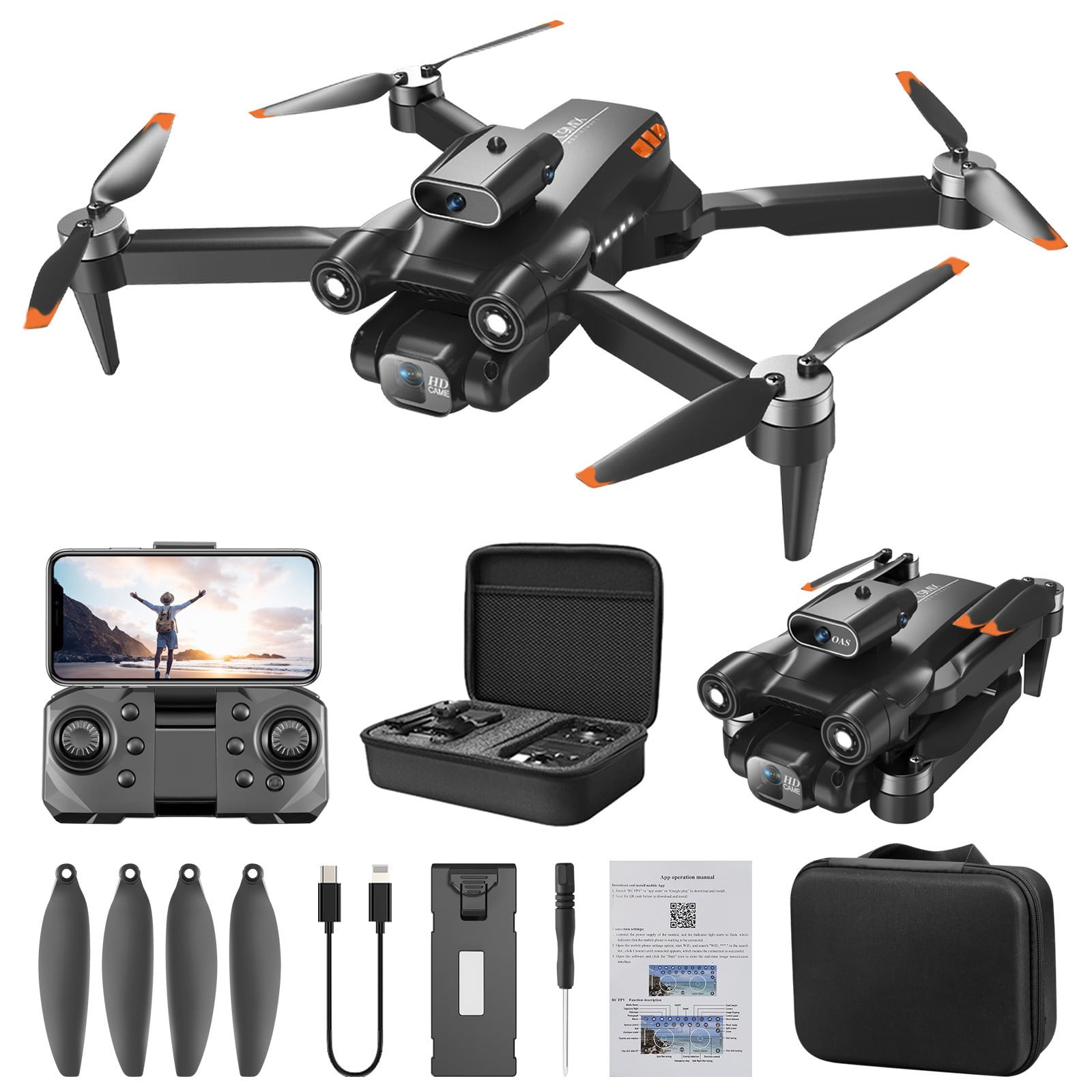 Usloyux Flash Deals Aerial Drone w/ Hd Camera, Auto Return, Follow Me & More, Rc Quadcopter, Altitude Hold Headless Mode,Newly