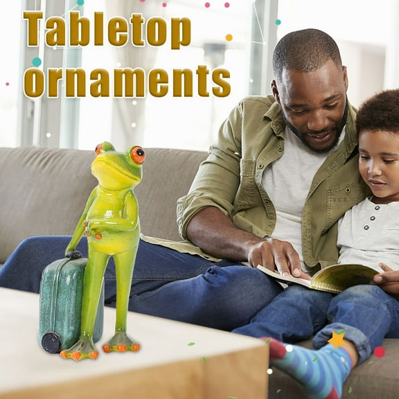 Usloyux Resin Frog Decor, Hand Painted Desktop Ornament for Living Room Bedroom Yoga Studio Shelf, Symbol of Healing Good Luck Figurine Collectible